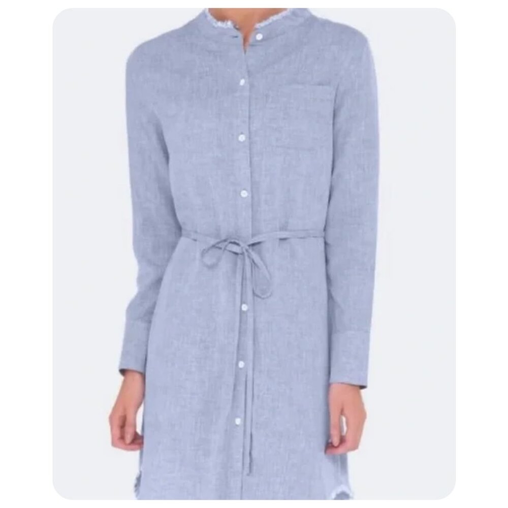 !! The Blue Shirt Shop Prince & Mott Long Sleeve Button Up Chambray Linen